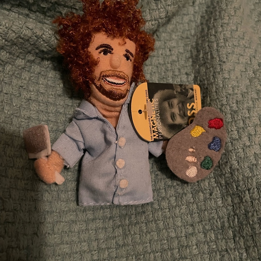 Magnetic Personalities BOB ROSS Finger puppet and Magnet New with Tag